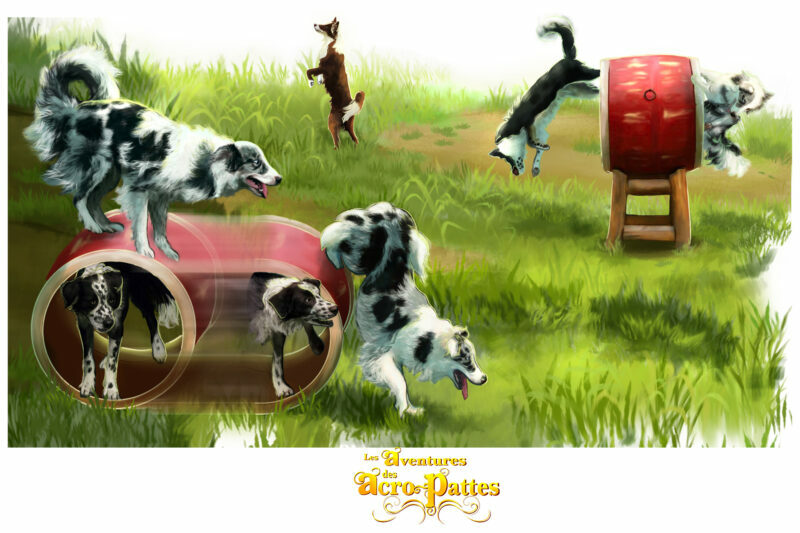 BD les acro-pattes p42 spectacle des chiens